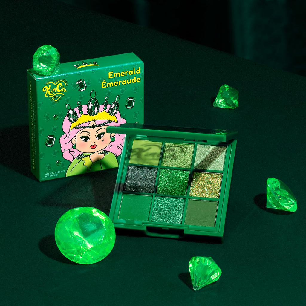 KimChiChic Jewel Collection Emerald Eyeshadow Palette – Pigmented, Blendable, Long-Lasting Matte & Glitter Shades | Cruelty-Free