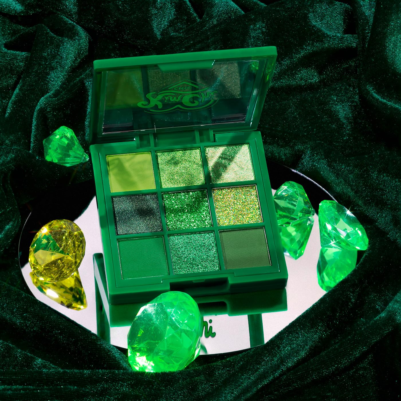KimChiChic Jewel Collection Emerald Eyeshadow Palette – Pigmented, Blendable, Long-Lasting Matte & Glitter Shades | Cruelty-Free