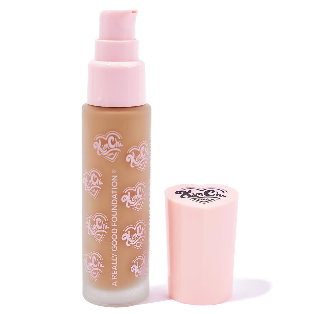 KimChiChic Beauty A Really Good Foundation – Medium to Full Coverage, Lightweight, Vegan & Cruelty-Free | 1.0 fl oz (113M Light/Medium Warm Undertones)