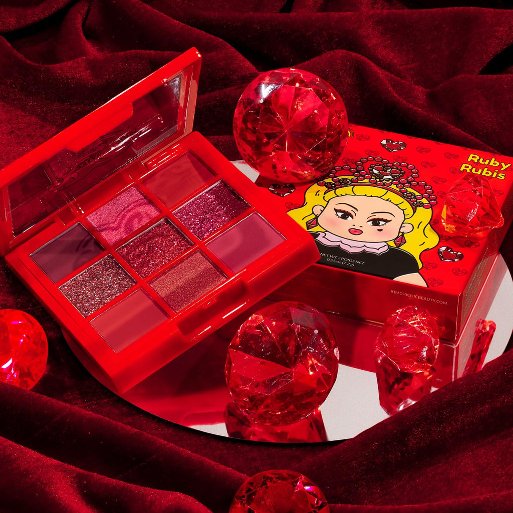 KimChiChic Beauty Jewel Collection Eyeshadow Palette – Ruby | Highly Pigmented Matte & Glitter Shades