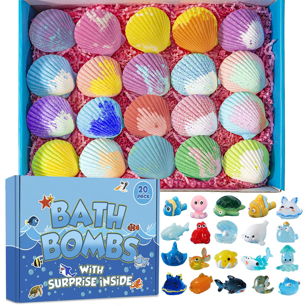 Kims Cosiart Kids Bath Bombs with Surprise Marine Animals – 20 Shell Gift Set