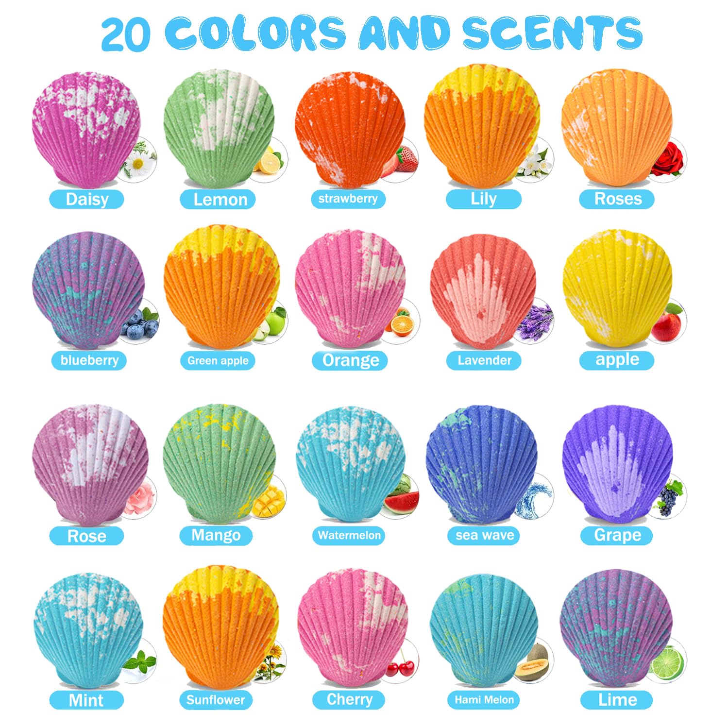 Kims Cosiart Kids Bath Bombs with Surprise Marine Animals – 20 Shell Gift Set