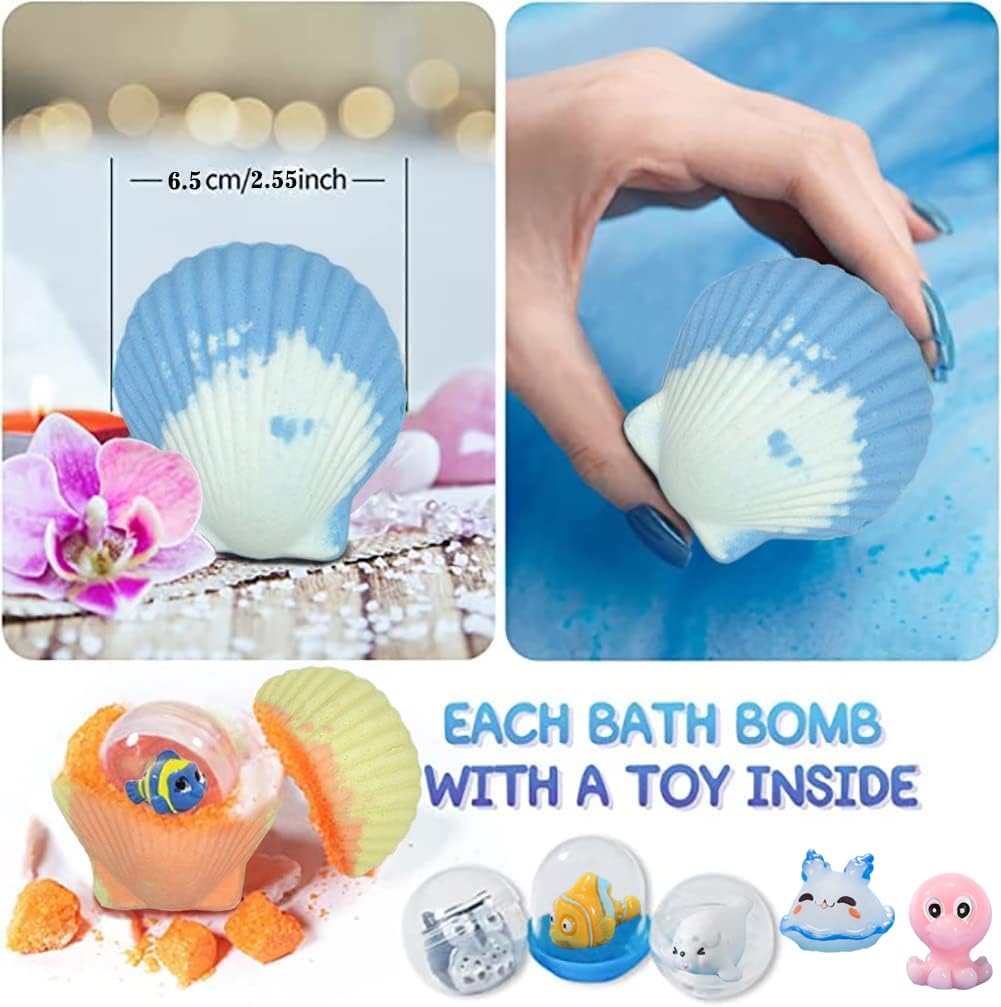 Kims Cosiart Kids Bath Bombs with Surprise Marine Animals – 20 Shell Gift Set