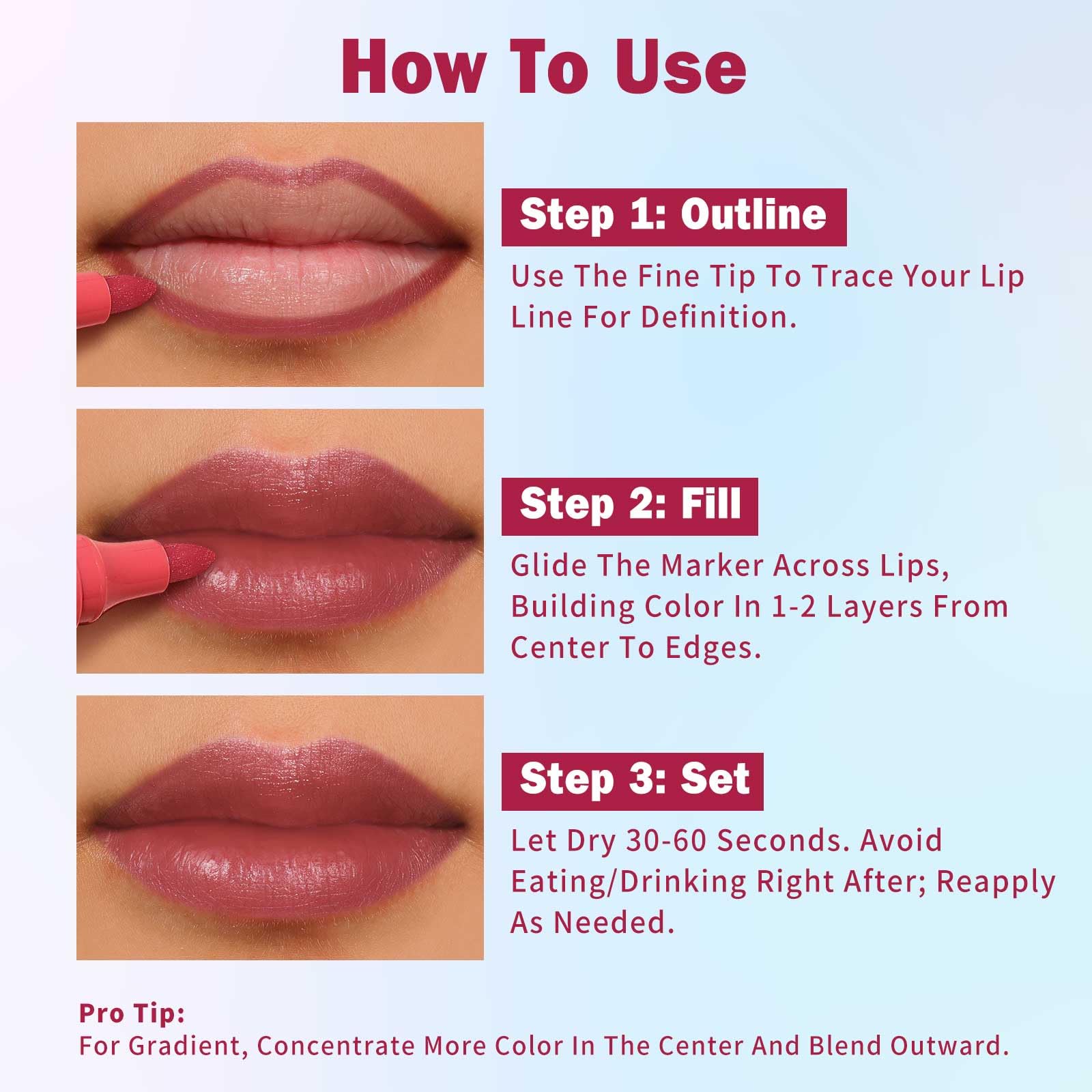 KIMUSE Lip Stain Set – 5-Piece Matte, Long-Wear Lip Color