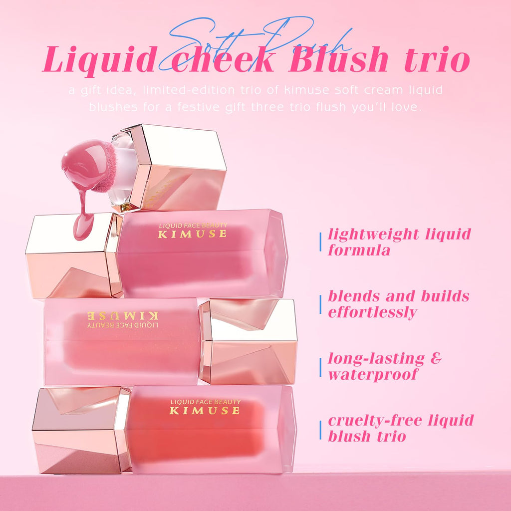 KIMUSE Liquid Blush - Soft Cream Blush, Long-Wearing, Waterproof & Smudge Proof, Dewy Finish