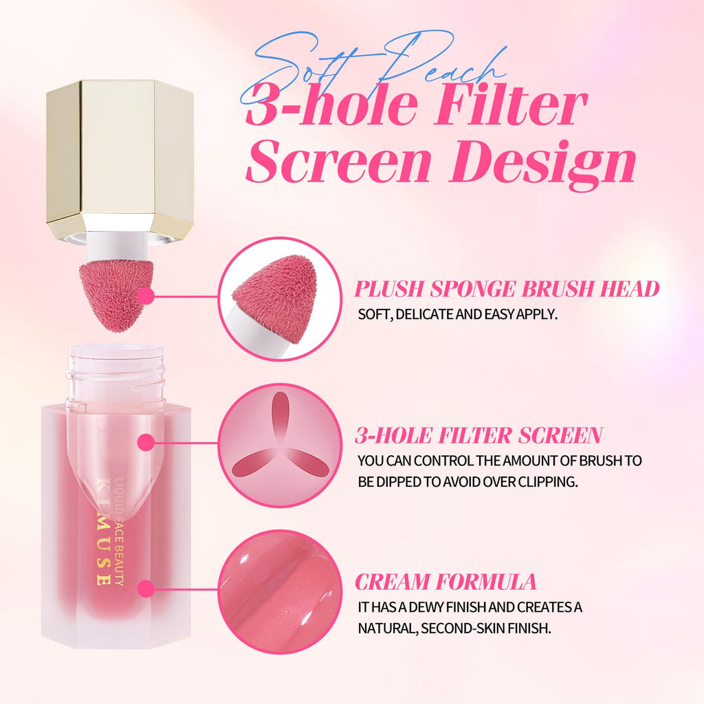 KIMUSE Liquid Blush - Soft Cream Blush, Long-Wearing, Waterproof & Smudge Proof, Dewy Finish