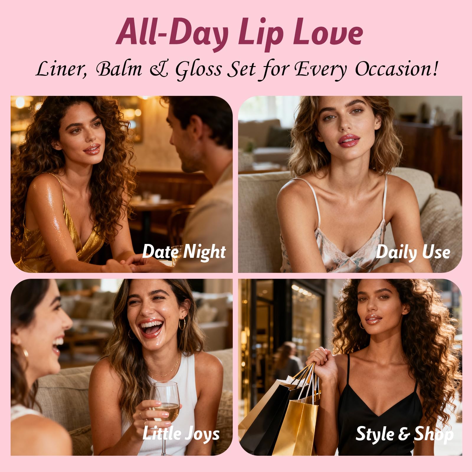 KIMUSE 3PCS Lip Combo Set – Matte Lip Liner, Hydrating Tint Lip Balm & Juicy Gloss Tint