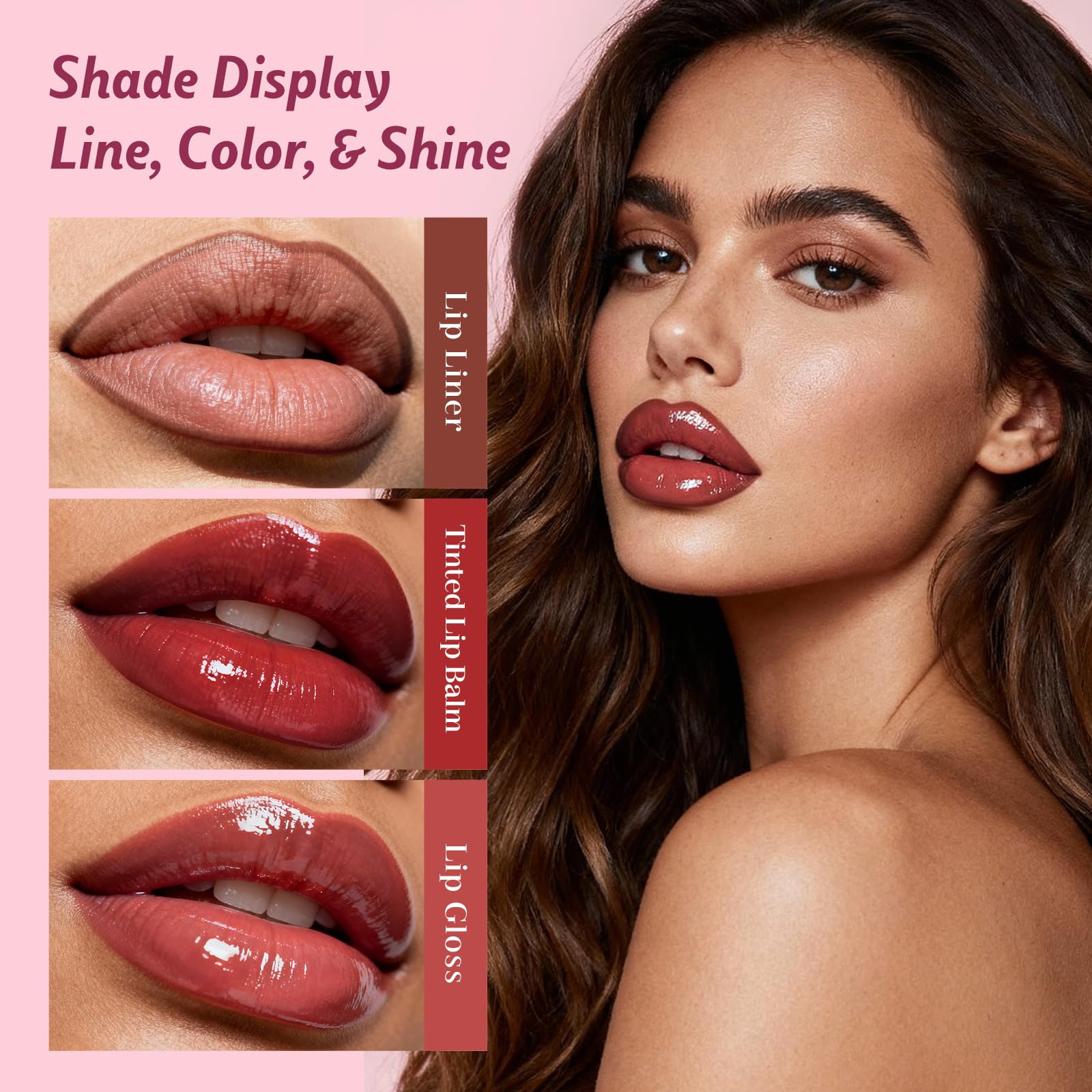 KIMUSE 3PCS Lip Combo Set – Matte Lip Liner, Hydrating Tint Lip Balm & Juicy Gloss Tint