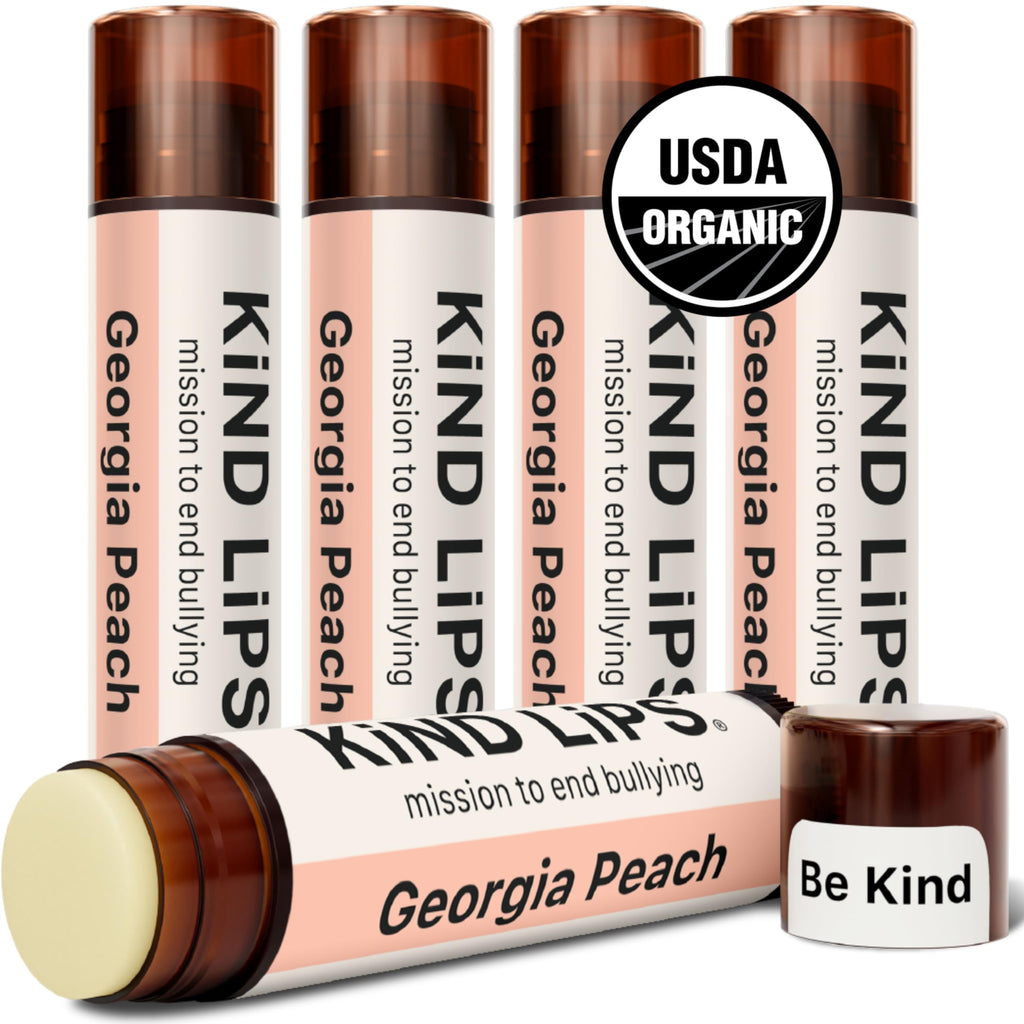 Kind Lips Georgia Peach Organic Lip Balm – 5 Pack | Natural Moisturizing Lip Care