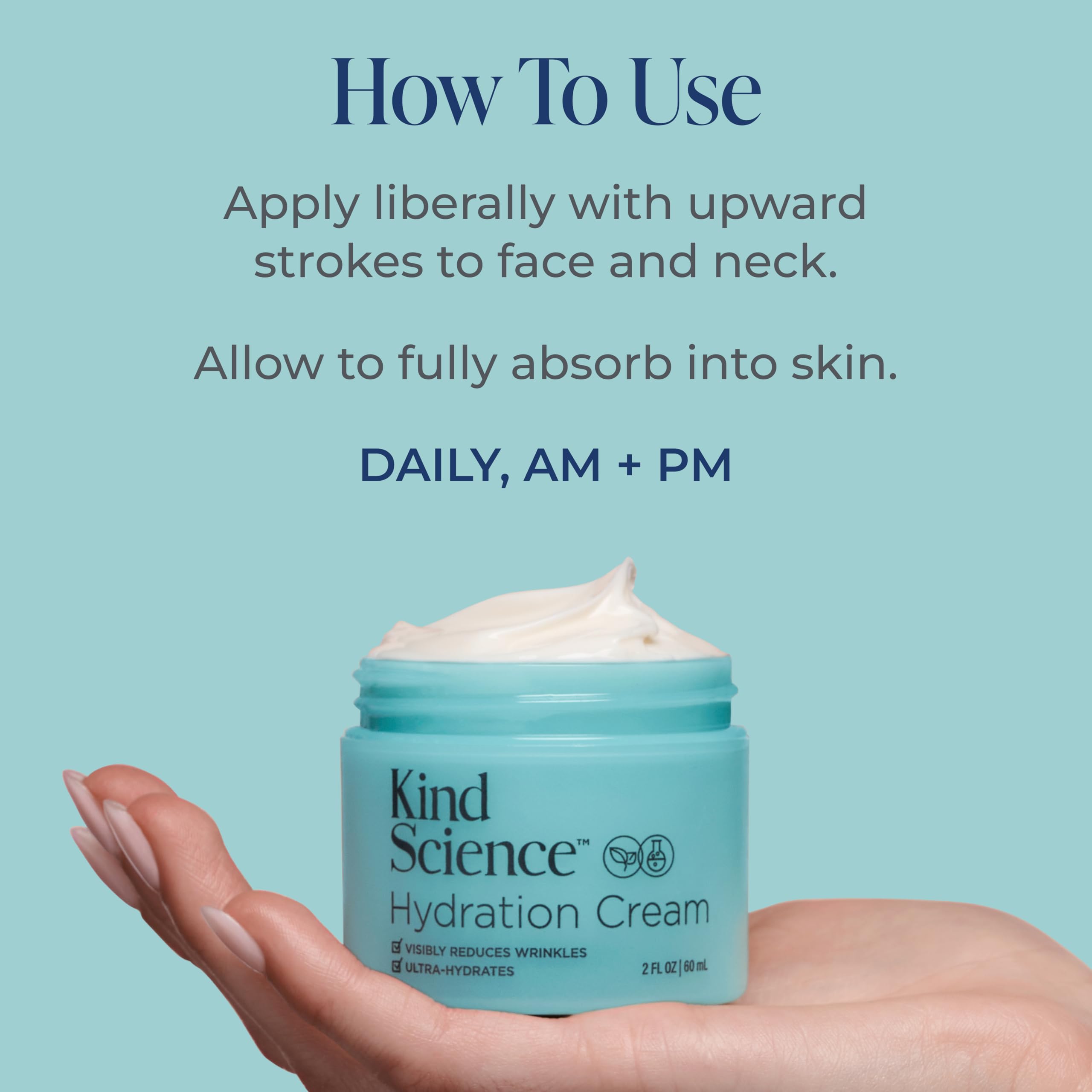Kind Science Hydration Cream – Fragrance-Free Day & Night Moisturizer for Women, 2 oz