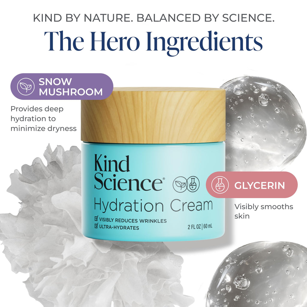 Kind Science Hydration Cream – Fragrance-Free Day & Night Moisturizer for Women, 2 oz