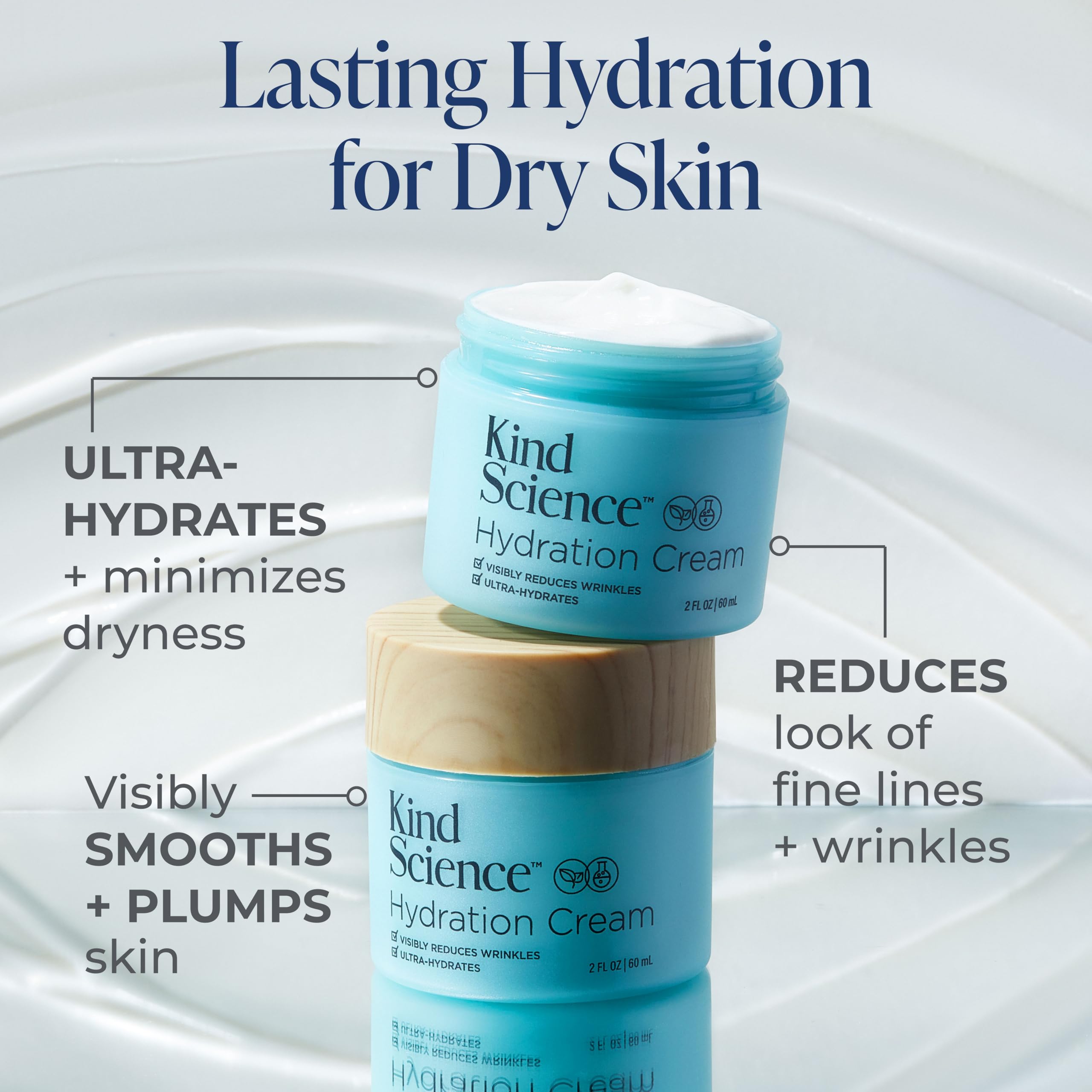Kind Science Hydration Cream – Fragrance-Free Day & Night Moisturizer for Women, 2 oz