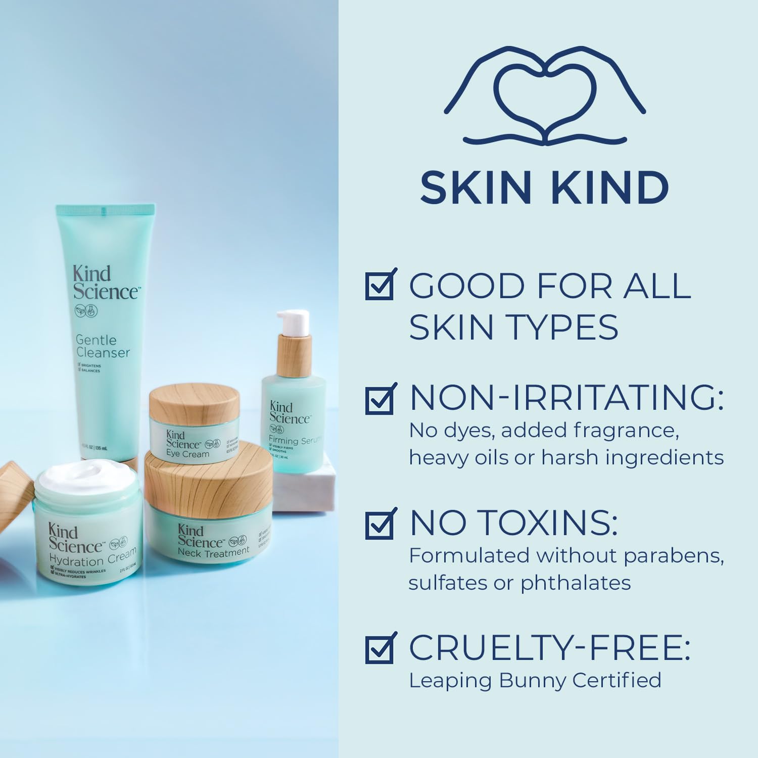 Kind Science Neck Treatment – Firming, Lifting & Hydration (1.7 oz) | Paraben, Dye & Fragrance Free, Cruelty-Free