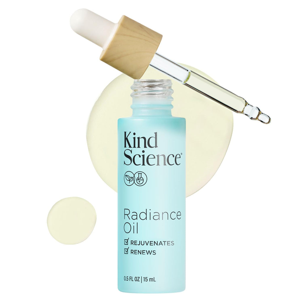Kind Science Radiance Face Oil – Hydration with Vitamins E, C & A, Bakuchiol, Jojoba & Moringa Oil | Vegan, Cruelty‑Free, 0.5 oz