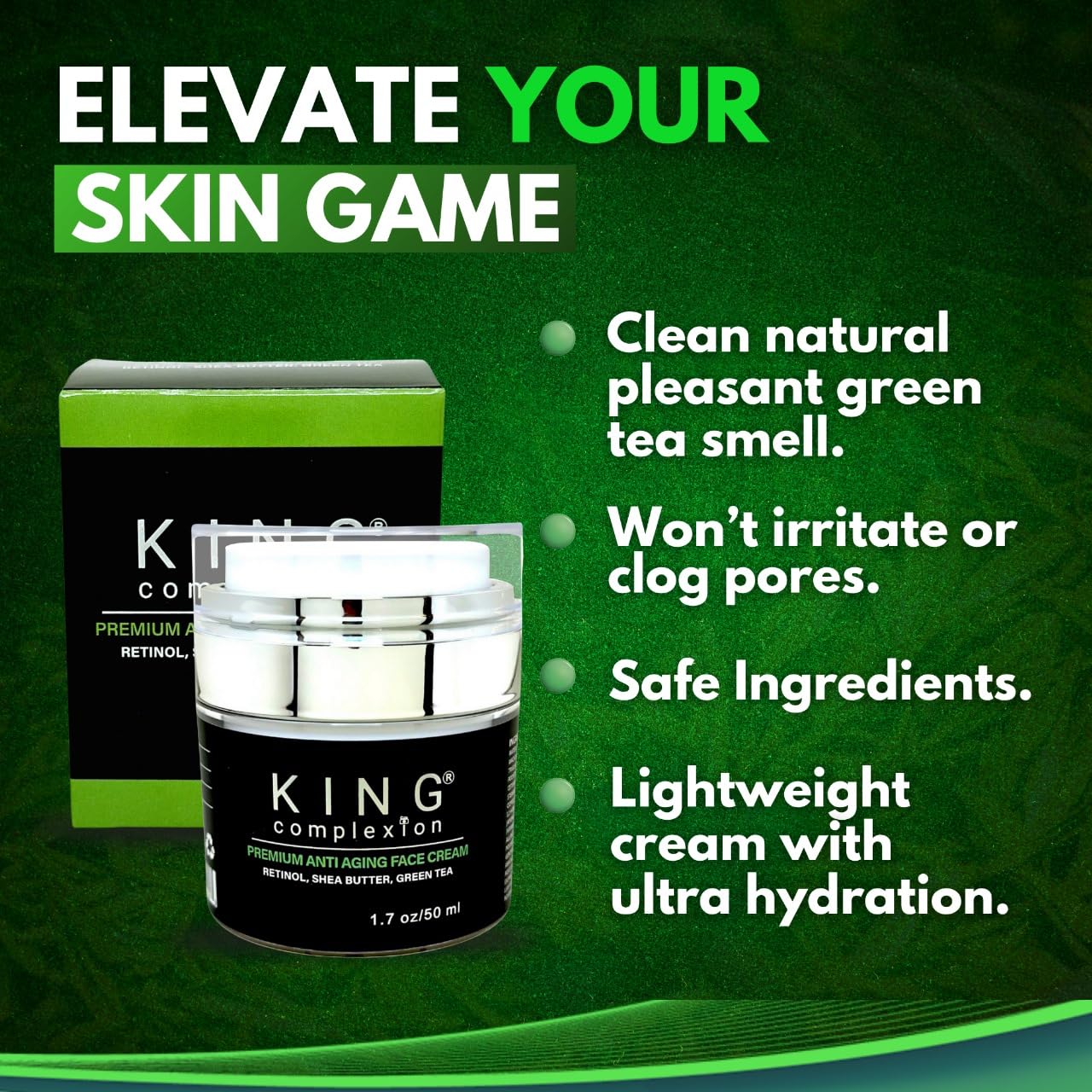 KING Complexion Mens Anti Aging Face Cream – Organic, Non-Greasy Retinol Moisturizer for All Skin Types | Black-Owned