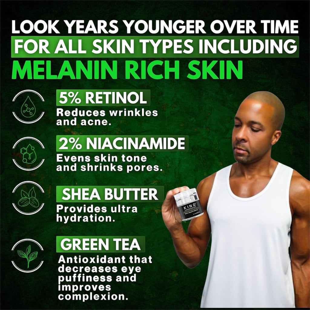 KING Complexion Mens Anti Aging Face Cream – Organic, Non-Greasy Retinol Moisturizer for All Skin Types | Black-Owned