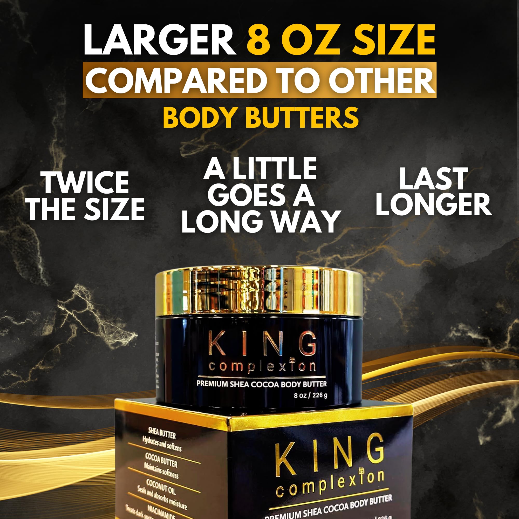 KING Complexion Shea Cocoa Body Butter - Organic, Non-Greasy 8 oz for Melanin-Rich Skin