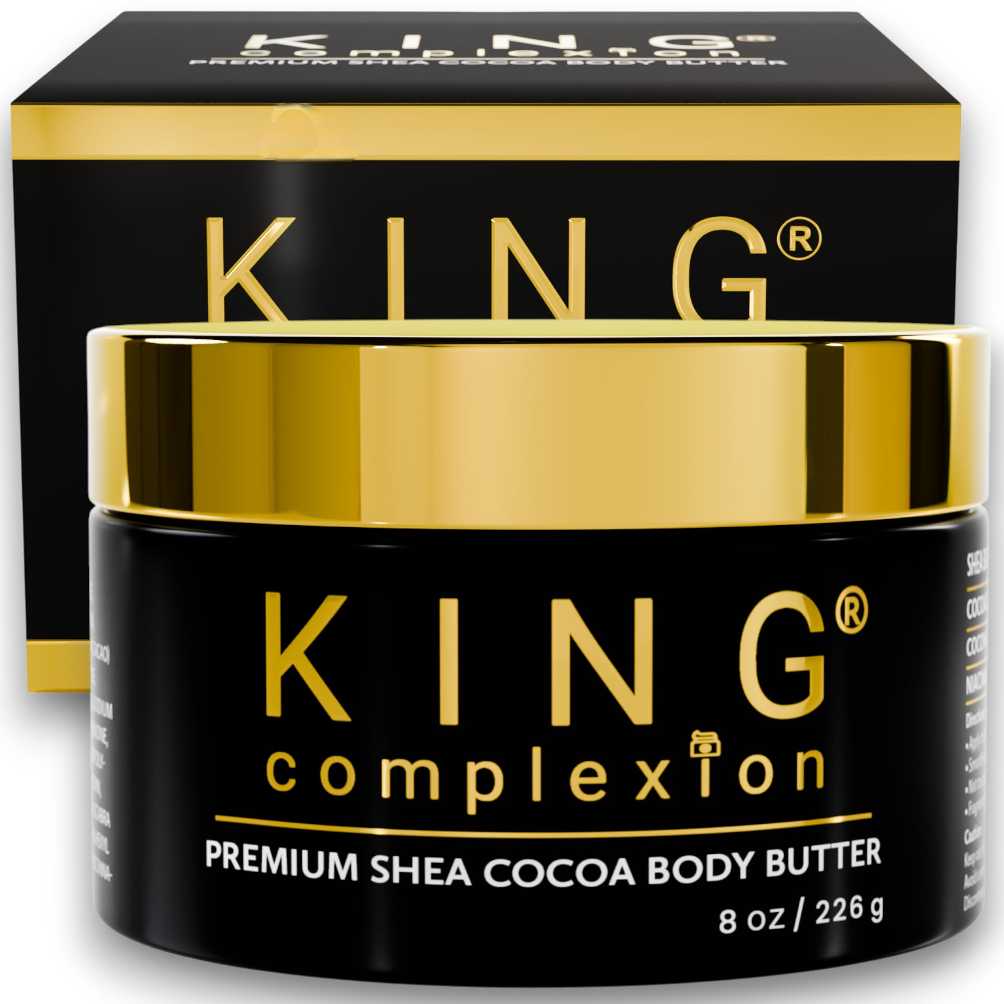KING Complexion Shea Cocoa Body Butter - Organic, Non-Greasy 8 oz for Melanin-Rich Skin