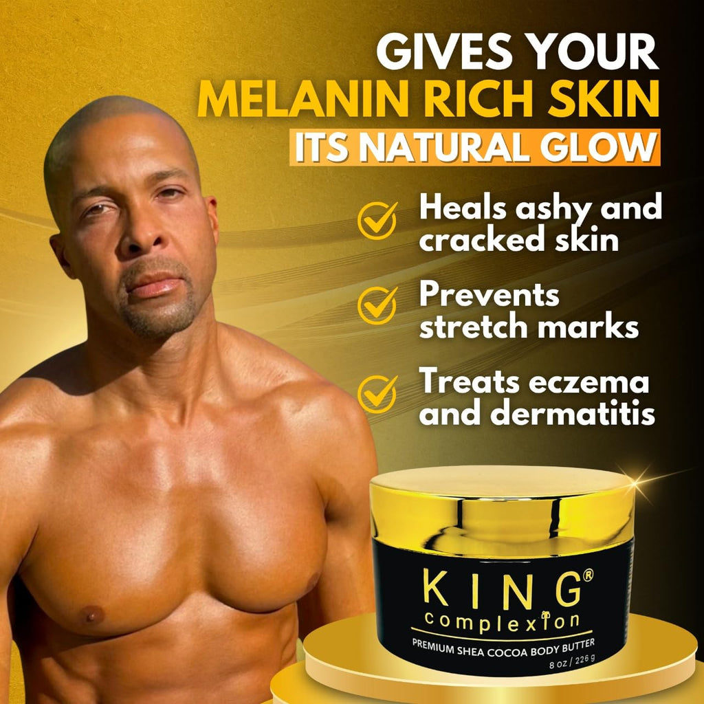 KING Complexion Shea Cocoa Body Butter - Organic, Non-Greasy 8 oz for Melanin-Rich Skin