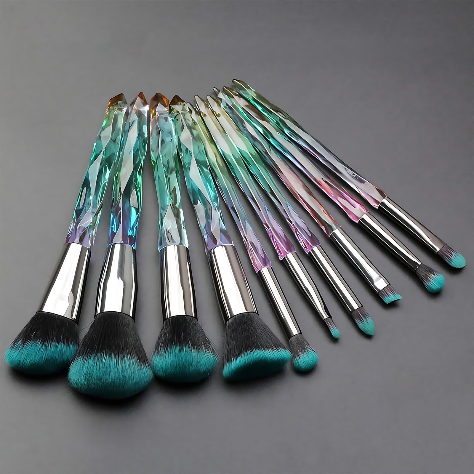 Kingtree 10-Piece Crystal Makeup Brush Set – Premium Synthetic Bristles & Sparkling Crystal Handles