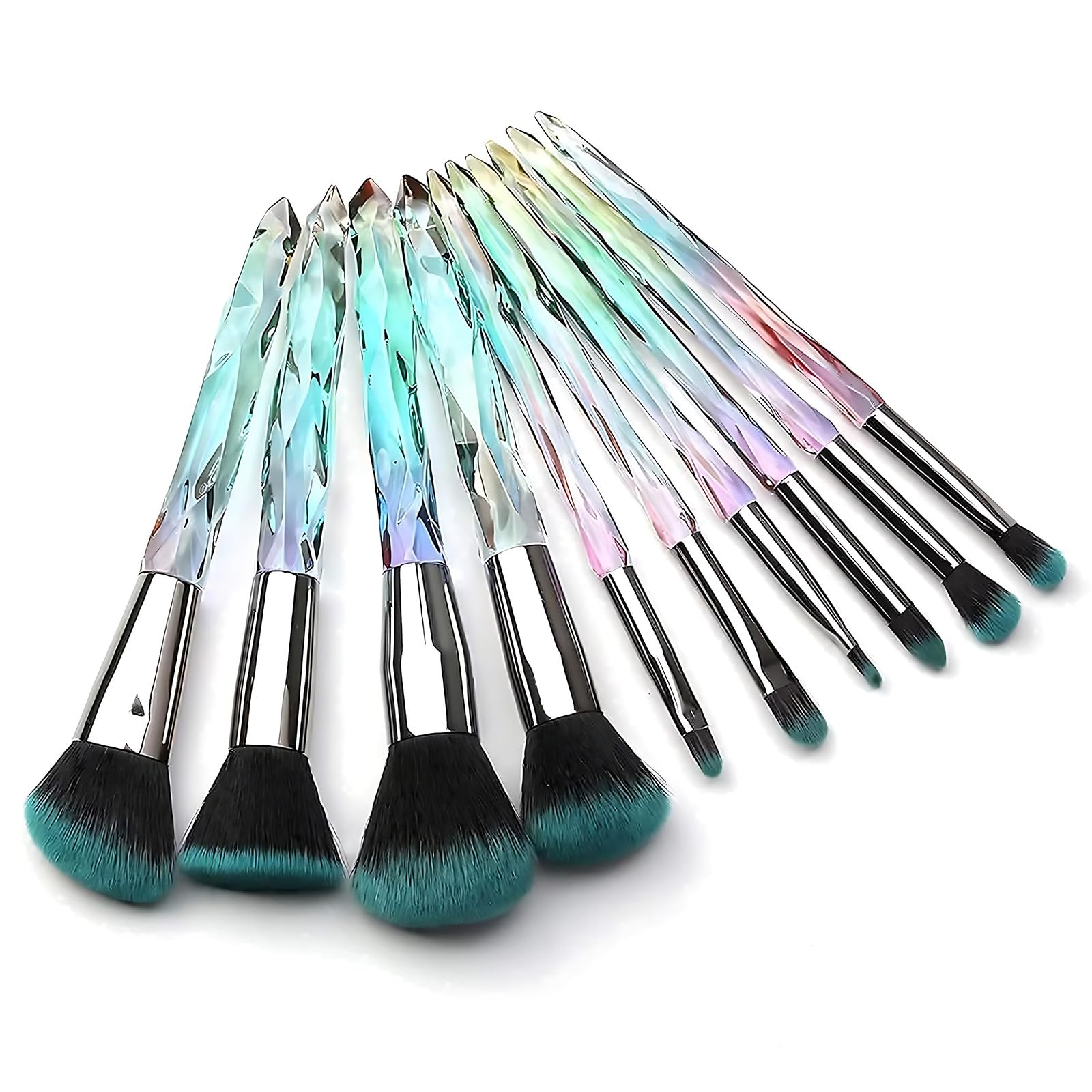 Kingtree 10-Piece Crystal Makeup Brush Set – Premium Synthetic Bristles & Sparkling Crystal Handles
