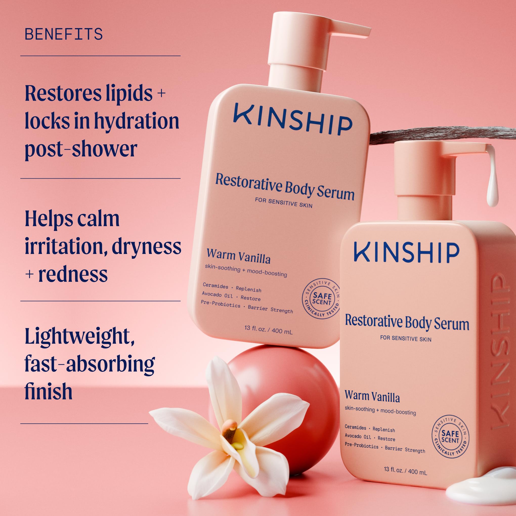 Kinship Restoring Body Serum for Dry Skin | Lightweight Hydration | Fragrance-Free, 13 oz