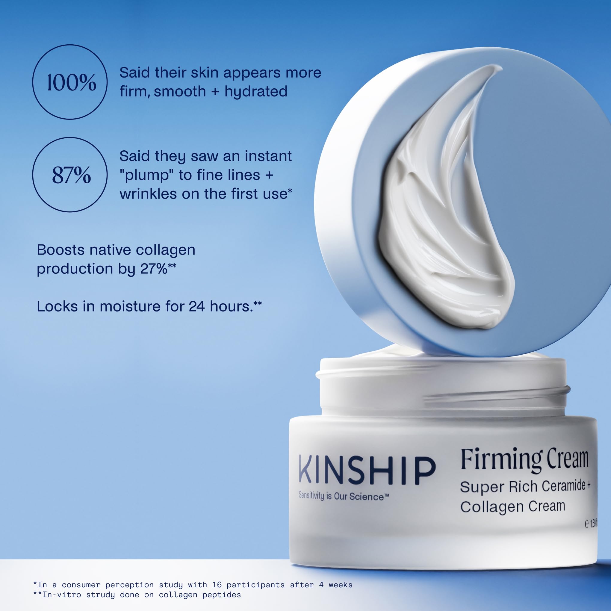 Kinship Super Rich Collagen + Ceramide Firming Cream | Ultra-Hydrating Anti-Aging Moisturizer (1.7 oz) | Fragrance-Free