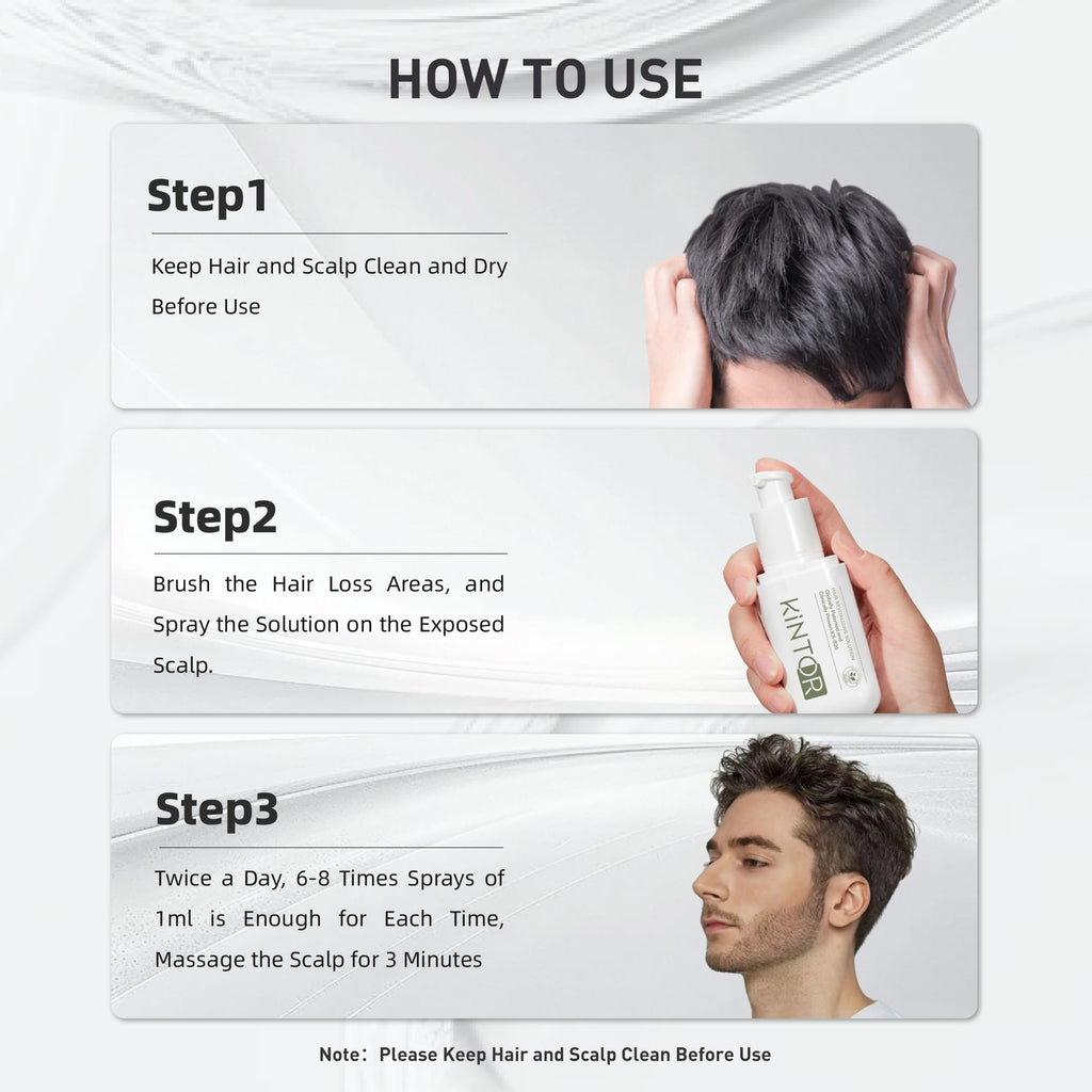 KINTOR 0.5% KX-826 Hair Regrowth Spray for Men – Plant-Based DHT Blocker, 60ml