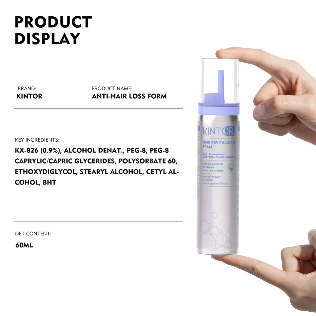 KINTOR 0.9% KX-826 DHT Blocker Hair Growth Foam 60ml Pro | For Men & Women