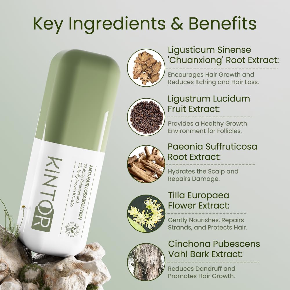 KINTOR 0.5% KX-826 DHT Blocker Hair Thickening Spray | Plant-Based Growth Solution