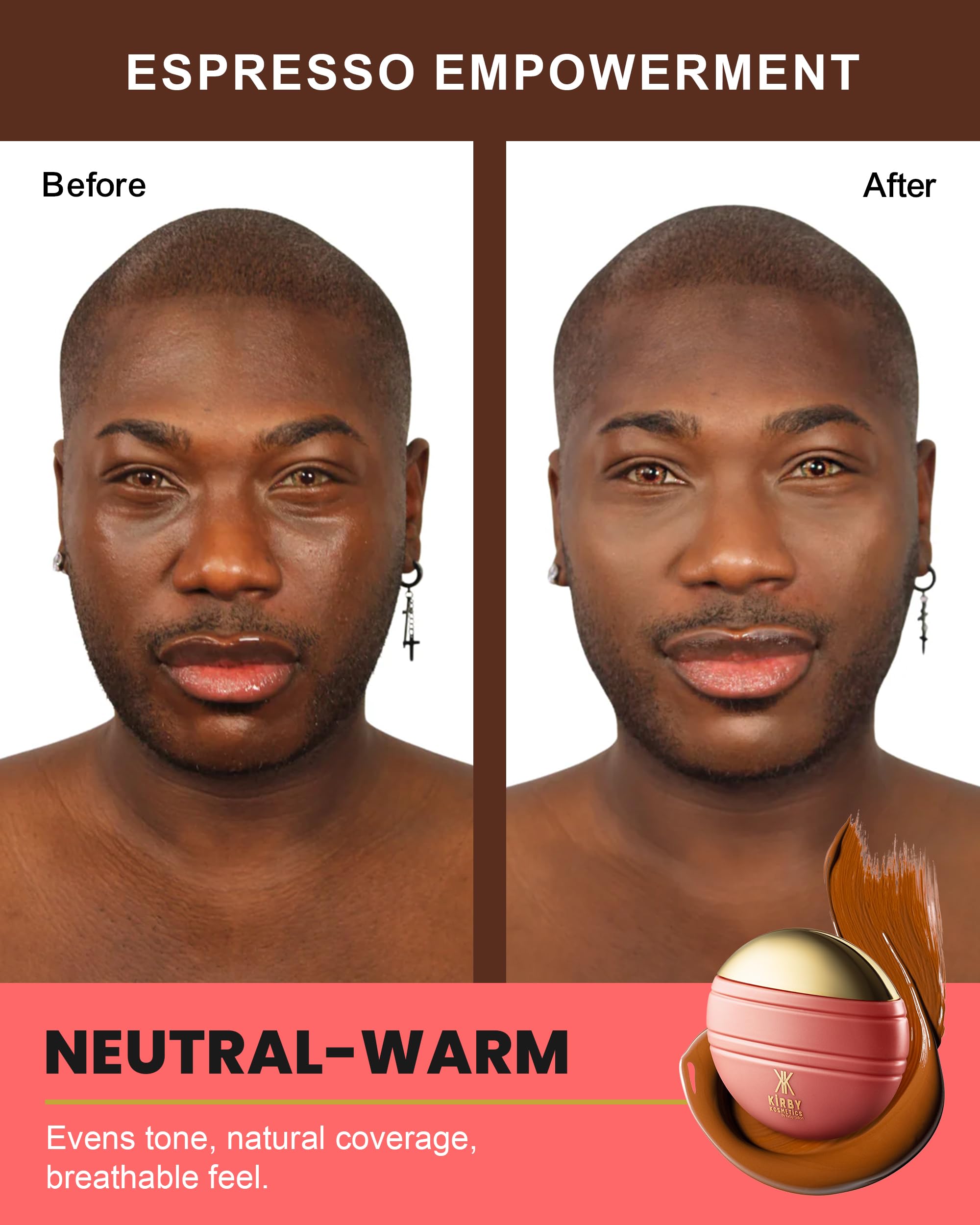 Kirby Kosmetics Konfident Glow Skin Tint – Espresso Empowerment, Oil-Free