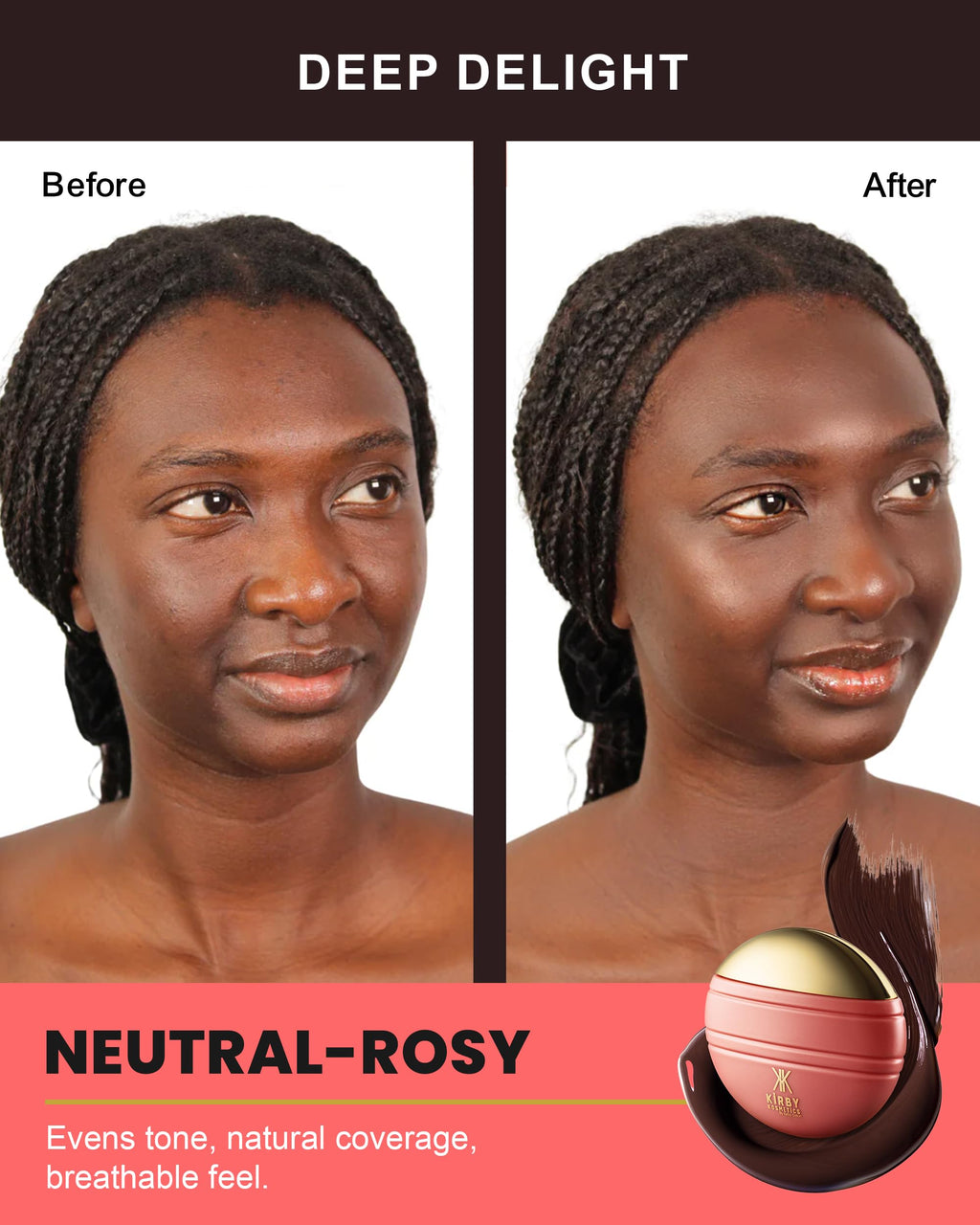 Kirby Kosmetics Konfident Glow Skin Tint – Deep Delight, Hydrating Oil-Free Glass-Skin Foundation (30 ml)