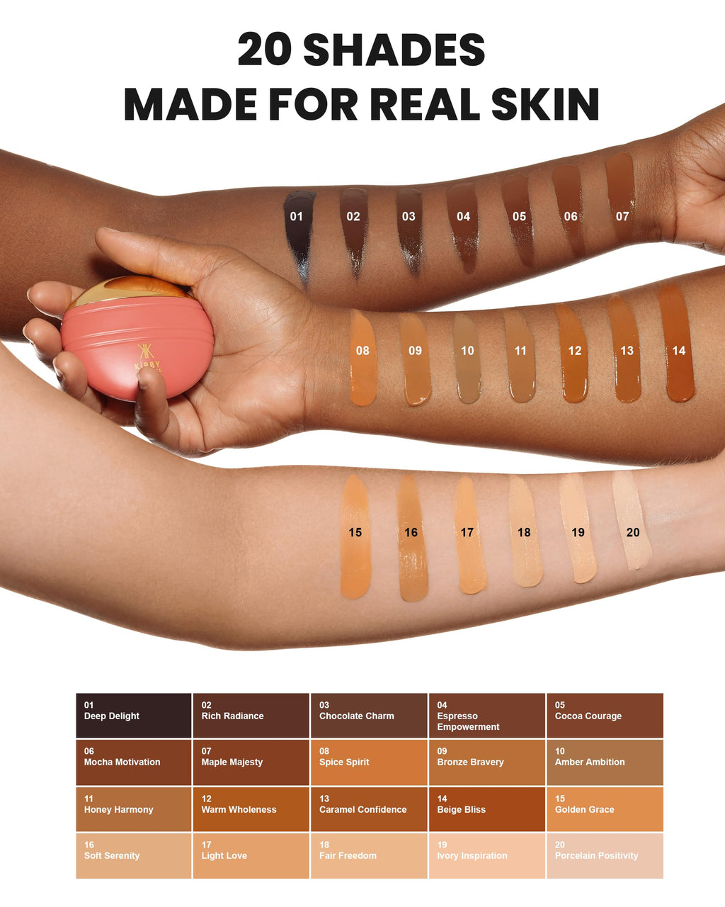 Kirby Kosmetics Konfident Glow Skin Tint – Espresso Empowerment, Oil-Free