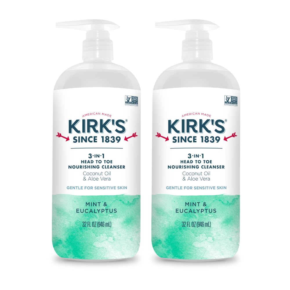 Kirk's 3-in-1 Head to Toe Nourishing Liquid Cleanser – Mint & Eucalyptus, 32 oz, 2-pack
