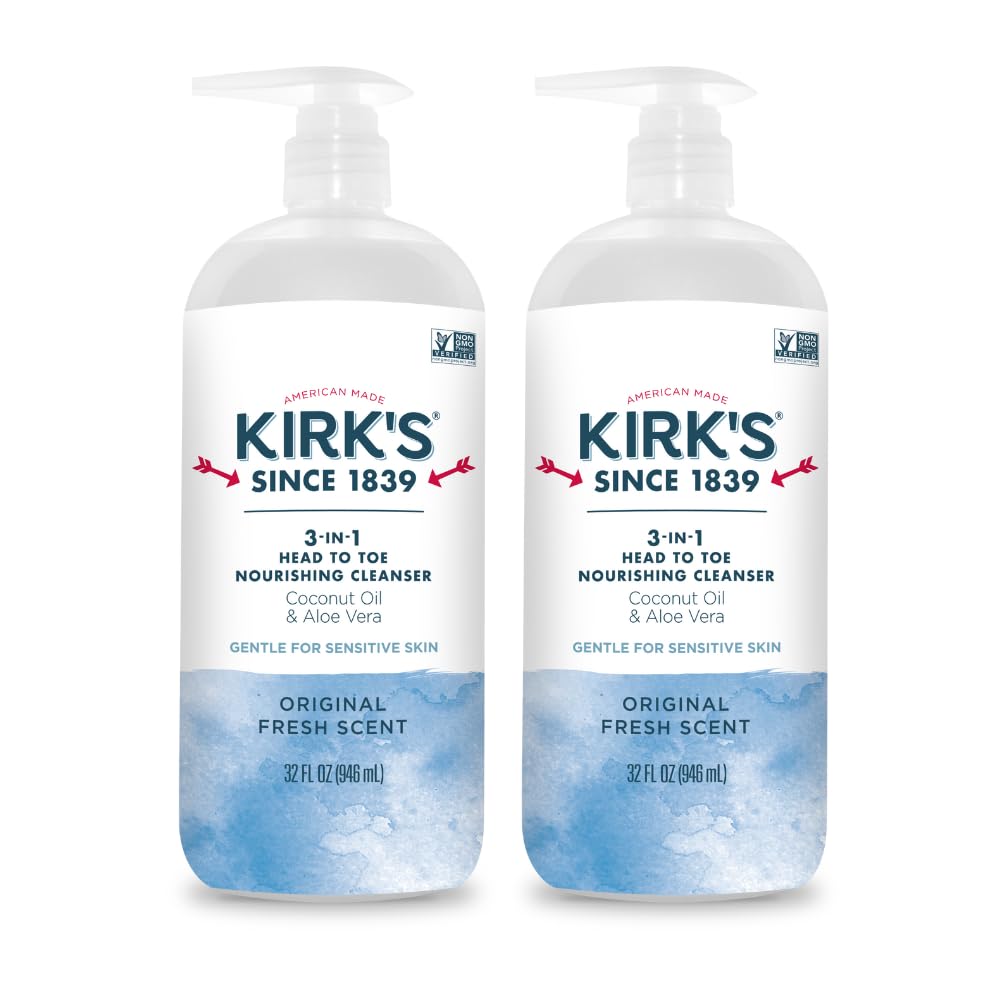 Kirk's 3-in-1 Head to Toe Nourishing Cleanser – Coconut Oil & Aloe Vera, 32 oz