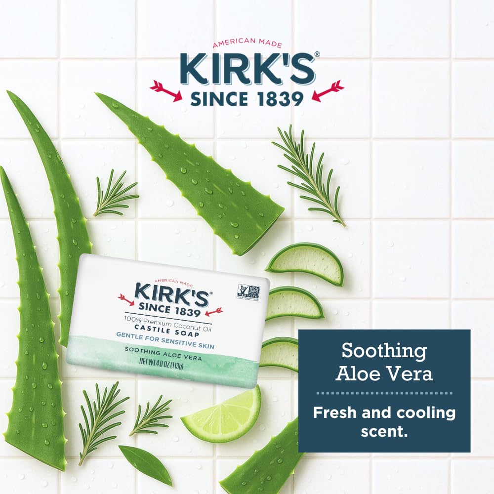 Kirk's Castile Bar Soap – Gentle Coconut Oil Formula for All Ages (6-Pack, 4 oz)