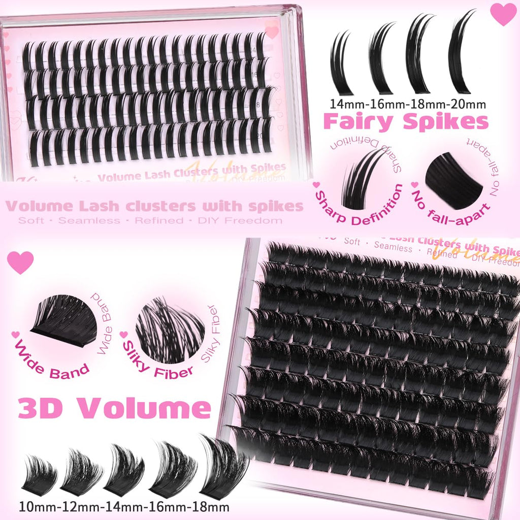 Kiromiro Lash Clusters with Spikes — Fluffy 10–18mm Volume DIY Lashes