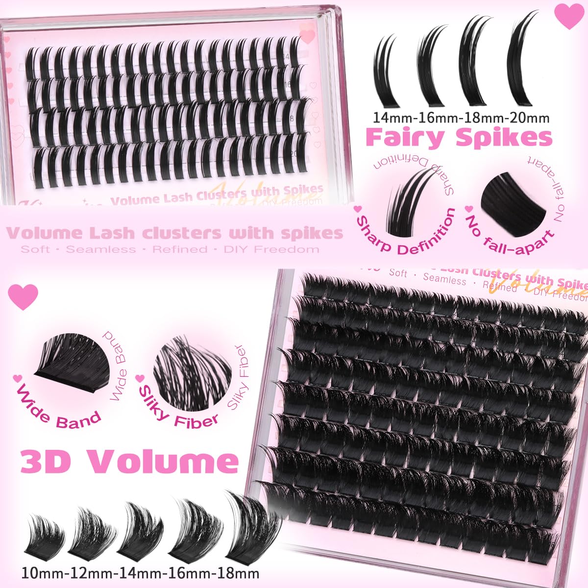 Kiromiro Lash Clusters with Spikes — Fluffy 10–18mm Volume DIY Lashes