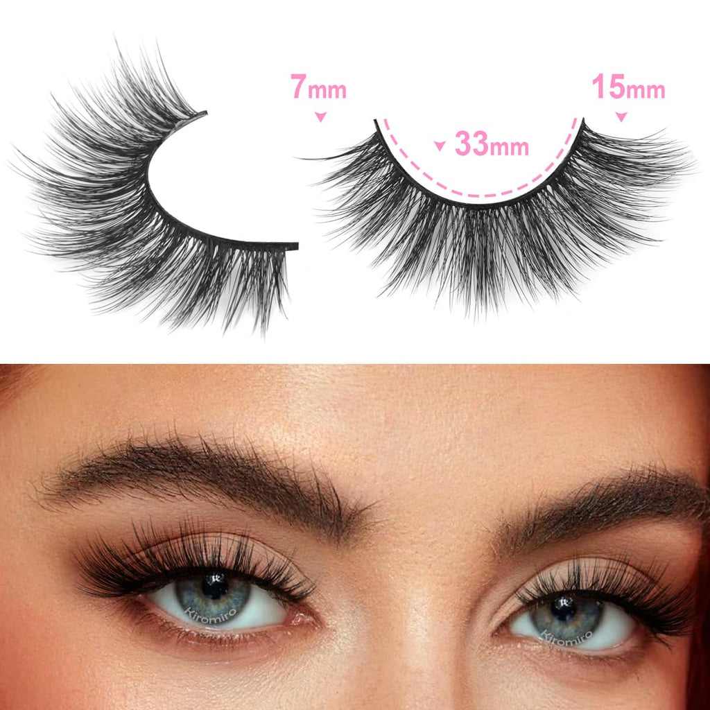 Kiromiro 20 Pairs Lashes Wispy Faux Mink Lashes 15mm Cat Eye – Natural Look, 3D Volume, C-Curl