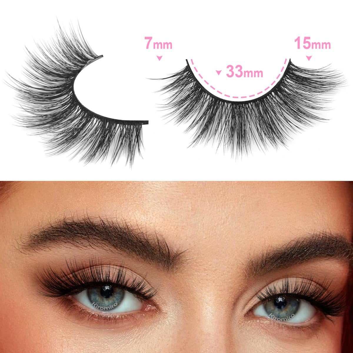 Kiromiro 20 Pairs Lashes Wispy Faux Mink Lashes 15mm Cat Eye – Natural Look, 3D Volume, C-Curl
