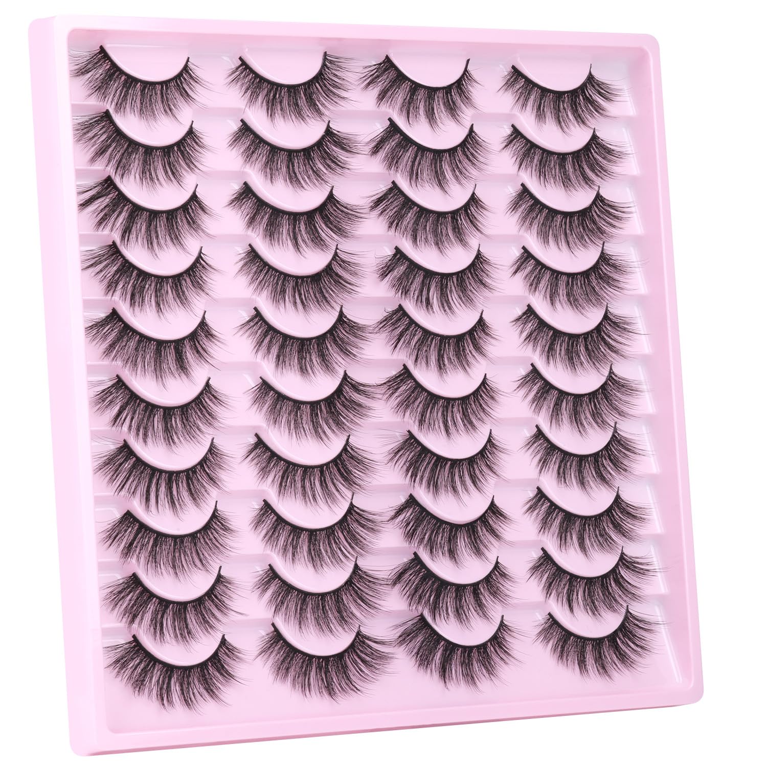 Kiromiro 20 Pairs Lashes Wispy Faux Mink Lashes 15mm Cat Eye – Natural Look, 3D Volume, C-Curl