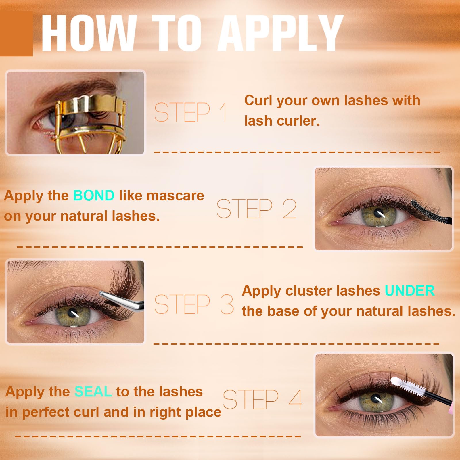 Kiromiro Brown Lash Clusters with Spikes – DIY 10-20mm Wispy Lashes, 204pcs