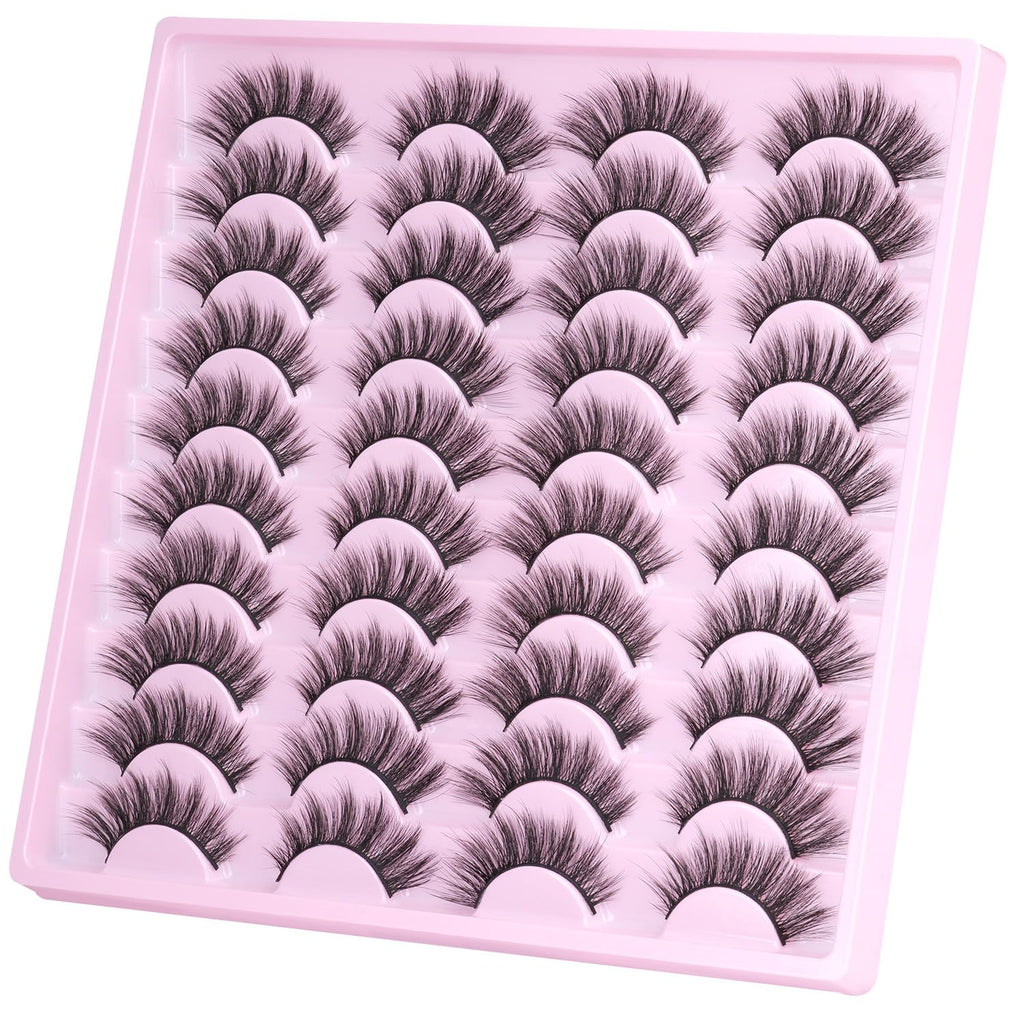 Kiromiro 20 Pairs Lashes Wispy Faux Mink Lashes 15mm Cat Eye – Natural Look, 3D Volume, C-Curl