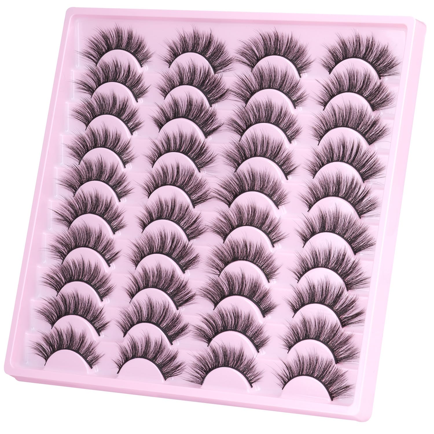 Kiromiro 20 Pairs Lashes Wispy Faux Mink Lashes 15mm Cat Eye – Natural Look, 3D Volume, C-Curl