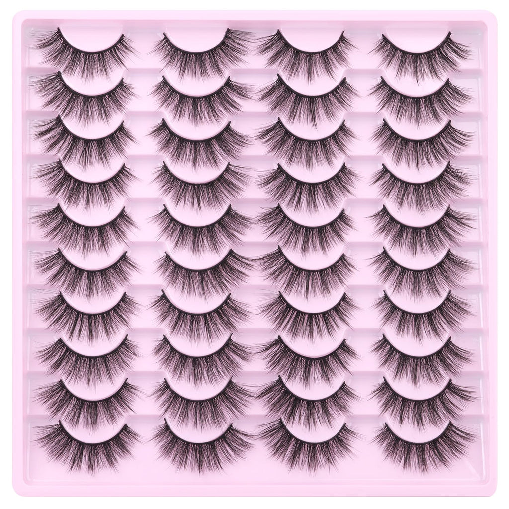 Kiromiro 20 Pairs Lashes Wispy Faux Mink Lashes 15mm Cat Eye – Natural Look, 3D Volume, C-Curl