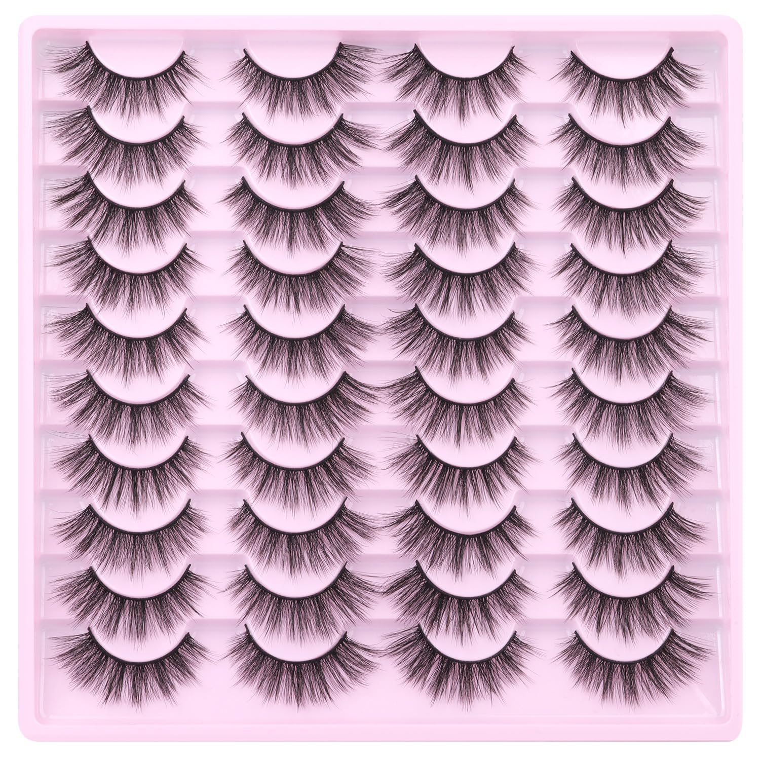 Kiromiro 20 Pairs Lashes Wispy Faux Mink Lashes 15mm Cat Eye – Natural Look, 3D Volume, C-Curl
