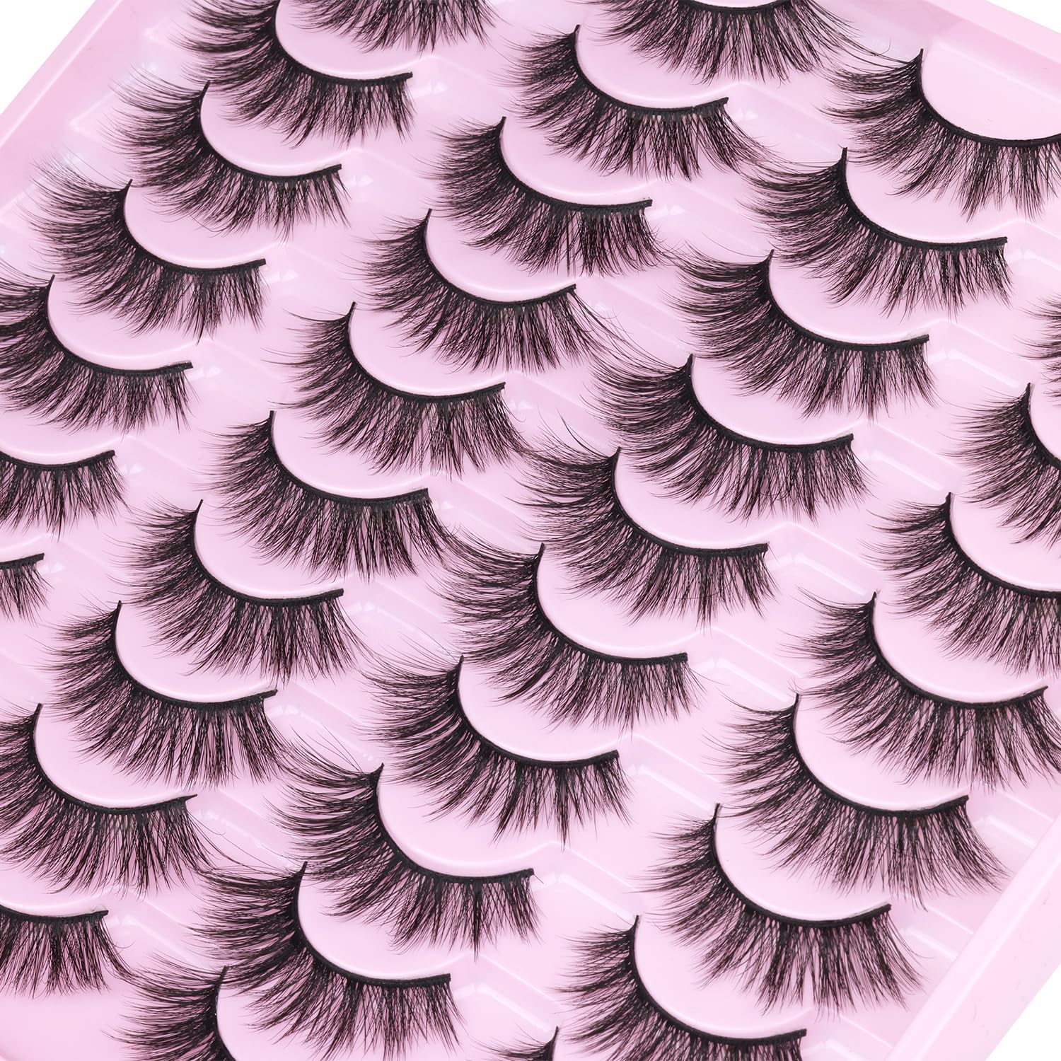 Kiromiro 20 Pairs Lashes Wispy Faux Mink Lashes 15mm Cat Eye – Natural Look, 3D Volume, C-Curl