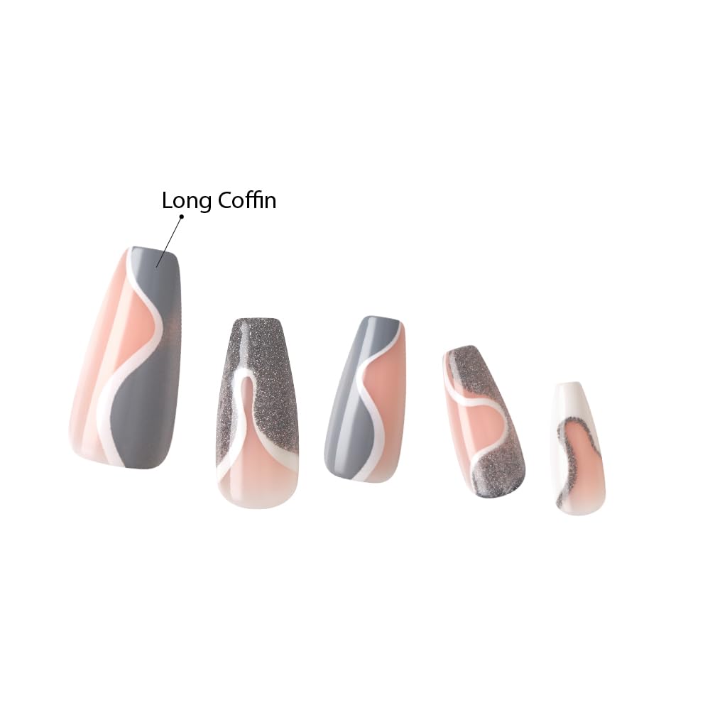 KISS Dreamdust Nails Kit — Ready-to-Wear Gel Sculpted Nails with Glue & Stick