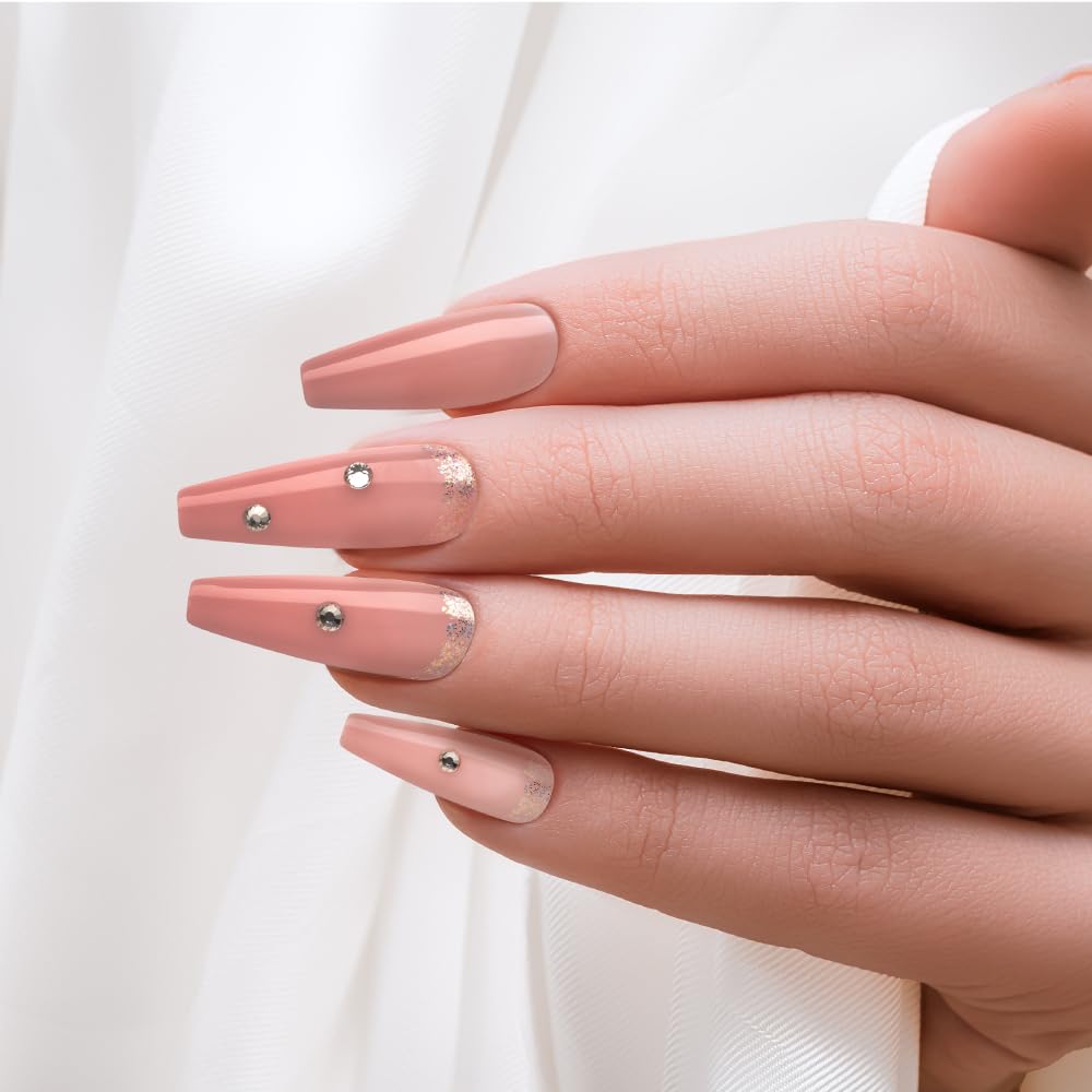KISS False Nails Kit | Bare but Better Ready-to-Wear X-Long Coffin Nails