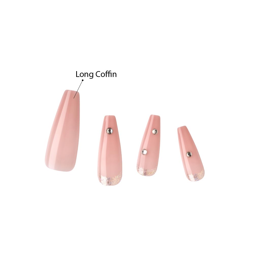 KISS False Nails Kit | Bare but Better Ready-to-Wear X-Long Coffin Nails